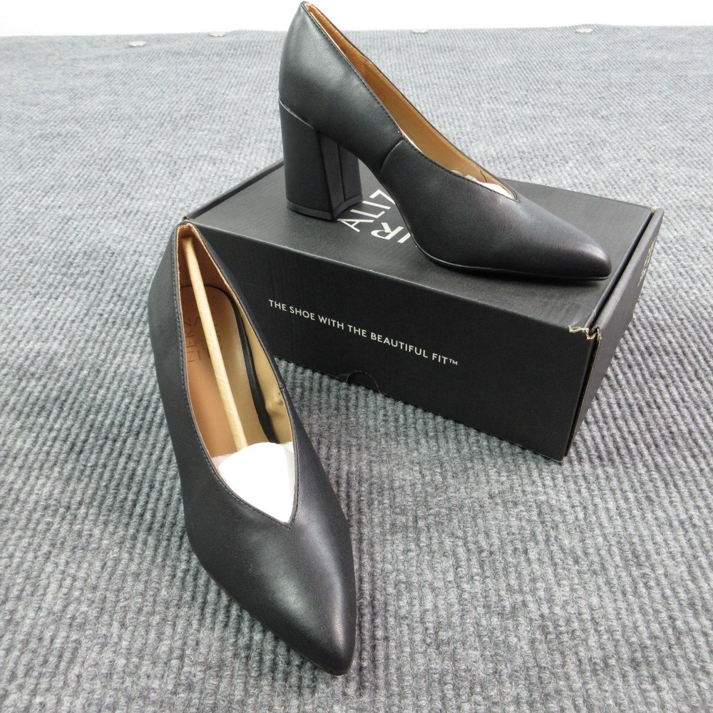 Naturalizer Shoes Womens Size 7.5 Black Paden Pump Block Heel Pointed Toe M NWB
